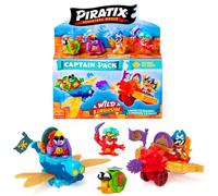 PIRATIX, ADVENTURE WORLD Serie Wild Kingdom, Captain Pack MC Brave - Incluye 4 Piratix, 1 capitán Dorado, 4 Accesorios Color Change, 1 Buggy, 1 Ballesta, 2 Tesoros exclusivos, 2 Banderas, Pack 5/6