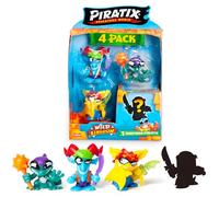 PIRATIX, ADVENTURE WORLD Serie Wild Kingdom, Pack de 4 Figuras - Contiene 4 Piratix: 1 Color Change y 1 Sorpresa, y 4 Accesorios Que cambian de Color, Pack 6 de 6