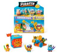 PIRATIX Golden Treasure Series - Capitán Pack Tina Thunder.Incluye 4 Piratix; 1 capitán Dorado y 1 Pirata Sorpresa, 4 Accesorios, 1 Fortaleza, 1 cañón, 2 Tesoros exclusivos y 2 Banderas. Paquete 3 de