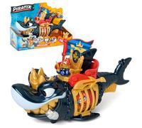PIRATIX King Shark Golden Teeth - Tiburón articulado, con una jaula para capturar a los Piratix rivales. Contiene 1 tiburón, 1 Tesoro Exclusivo, 1 Piratix Exclusivo y 1 Accesorio