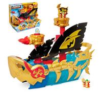 PIRATIX Shark Ship - Barco Tiburón de Piratix Que Atrapa a Sus Enemigos. con Catapulta, Lanzador, Tablón y Jaula. Contiene 1 Buque, 1 Figura Exclusiva, 1 Tesoro Exclusivo, 1 Bandera y 1 Proyectil