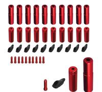 Pirhosigma 10 piezas de cada uno rojo puntas de cable de freno de bicicleta, desviador de cambio de crimpado + ojales de abrazadera de tubo de cable, hebillas de marco, soporte de clip, guía de