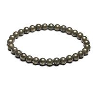 Pirita Redonda de Pirita Natural Línea Elástica Pulsera con Cuentas Estirado Adecuado for Mujer Mujer (Gem Color : Beads 6mm, Length : 17cm 6.7inch)