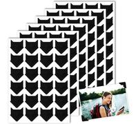 Piriuuo 144 unidades/6 hojas de pegatinas para esquinas de fotos, autoadhesivas, color negro, esquinas adhesivas para fotos, esquinas de fotos, pegatinas para esquinas de fotos, pegatinas para álbumes