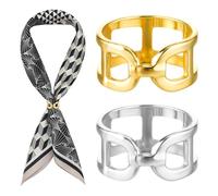 Piriuuo 2 anillos de bufanda para mujer, clips de bufanda dorados plateados, hebilla de metal, bufanda deslizante, bufandas de seda, clips de chal, soporte de chal, accesorios para bufanda de camiseta