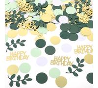 Piriuuo 200 confeti de feliz cumpleaños, color verde salvia, decoración de mesa de cumpleaños con purpurina dorada, confeti feliz de cumpleaños, decoración para niños, hombres, mujeres (verde, dorado,