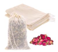 Piriuuo 25 Stück Gewürzsäckchen, Gewürzbeutel Zum Mitkochen Teebeutel aus Baumwolle Umweltfreundlich und Wiederverwendbar Musselinbeutel mit Kordelzug für Tee, Kaffee, Filter, Gewürze (10 x 15 cm)