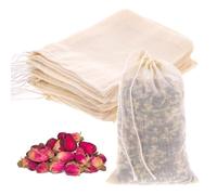 Piriuuo 25 Stück Gewürzsäckchen, Gewürzbeutel zum Mitkochen Teebeutel aus Baumwolle Umweltfreundlich und Wiederverwendbar Musselinbeutel mit Kordelzug für Tee, Kaffee, Filter, Gewürze (10 x 8 cm)