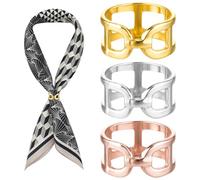 Piriuuo 3 anillos de bufanda para mujer, clips de bufanda dorados plateados, bufandas de metal, hebilla deslizante, bufandas de seda, clips de chal, soporte de chal, accesorios para bufanda de