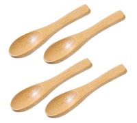 Piriuuo 4 cucharas pequeñas de madera, 9 x 2,1 cm, mini cucharas de madera, cucharas de especias con mango corto, cuchara de miel, cucharilla redonda, cuchara pequeña, cuchara de madera para sal