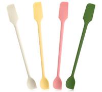 Piriuuo 4 mini espátulas de silicona, doble cara, multifunción, pequeños rascadores reutilizables para cocina, cosméticos y vasos, raspador de masa para mermelada, loción, botellas estrechas y finas