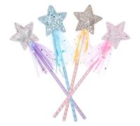 Piriuuo 4 unidades de varitas mágicas de estrellas, varita de hadas para niños, varita mágica de hada, varita de Navidad, magia, princesa, varita mágica, decoración de fiesta de cumpleaños, juguete de