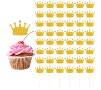 Piriuuo 50 piezas coronas cupcakes topper, dorados purpurina princesas cupcakeTopper cumpleaños reina coronas cupcakes decoraciones decoración pastel para boda, cumpleaños, baby shower, boda fiesta