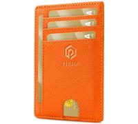 PIRNA Carteras de Mujer Pequeñas con Bloqueo RFID - Cartera Tarjetero Mujer y Hombre con Caja de Regalo - Tarjeteros Mujer Tarjetas Credito - Naranja