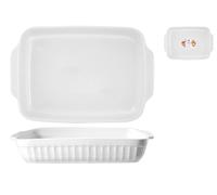 Pirofila Rectangular De Color Blanco De 36X24 Cm Con Asas
