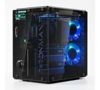 Pironman 5-MAX Dual NVMe M.2 SSD PCIe Carcasa para Raspberry Pi 5 NAS RAID 0/1 Acelerador AI, Hailo-8L PWM Tower+Ventilador Dual RGB Módulo OLED 0,96" Apagado Seguro HDMI (RPI5 no incluido)