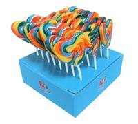 Piruletas Dulcipop Rainbow, Corazón y Redondas 50g - Sabor Fresa y Cereza, Colores Vivos, Bandeja Expositora 24 Unidades, Ideal para Eventos y Fiestas (CORAZON RAINBOW FRESA)