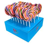 Piruletas Dulcipop Rainbow, Corazón y Redondas 50g - Sabor Fresa y Cereza, Colores Vivos, Bandeja Expositora 24 Unidades, Ideal para Eventos y Fiestas (REDONDA COLORES CEREZA)