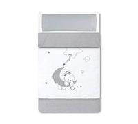 Pirulos 34013120 - Saco nórdico, diseño luna, algodón, 72 x 142 cm, color blanco y gris