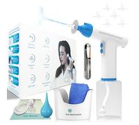 Pirzlqie Kit de eliminación de cera de oídos, limpiador eléctrico de oídos con sistema de riego de oídos, herramienta de eliminación de cera de oído segura y eficaz con luz LED y 3 modos de presión de