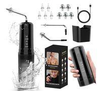 Pirzlqie Kit eléctrico de limpieza de oídos 2 en 1 con 4 modos de presión, limpiador de oídos portátil alimentado por agua con lavabo y boquillas nasales, sistema de irrigación de oídos para adultos y