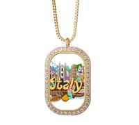 Pisa Milan Catedral Italia Graffiti Collar Colgante Diamante Cristal Oro Joyería