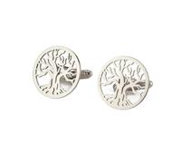 Pisacorbatas 2 Pcs Tree Of Life Cufflinks Stainless Steel Shirt Sleeve Button For Men Formal Jewelry Accessory Wedding Gifts(Style A-S)