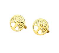 Pisacorbatas 2 Pcs Tree Of Life Cufflinks Stainless Steel Shirt Sleeve Button For Men Formal Jewelry Accessory Wedding Gifts(Style B-G)