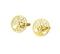 Pisacorbatas 2 Pcs Tree Of Life Cufflinks Stainless Steel Shirt Sleeve Button For Men Formal Jewelry Accessory Wedding Gifts(Style A-G)