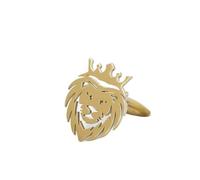 Pisacorbatas Crown Lion Cufflinks Stainless Steel Men Animal Hip Hop Rock Party Accessories Groom Wedding Cufflink Jewelry Gifts(Gold)