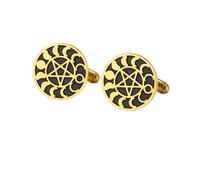 Pisacorbatas Pentacle Pentagram Moon Phase Cufflinks Men Stainless Steel Cufflink For Shirt(Gold)