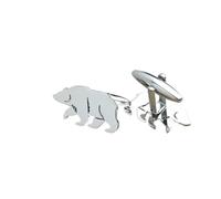 Pisacorbatas Polar Bear Gold-plated Stainless Steel Cufflinks, Waterproof And Non-fading, French Shirt Buttons, Gift For Boyfriend(Silver)