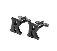 Pisacorbatas Stainless steel Cufflinks for Mens Black Gun Metal Letter R Cuff links Men French Shirt Cufflink