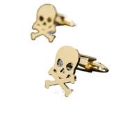 Pisacorbatas Stainless Steel Punk Pirate Skull Cufflinks Vintage Viking Skeleton Mens For Shirts Personality Rock Party Accessories(Gold-color)