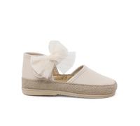 Pisamonas Alpargatas Bebé Piso Fino Lazo Tul Talla 22 Color Crudo