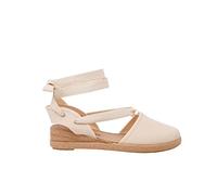 Pisamonas Alpargatas Cuña Y Cintas Piqué Size 38 Color Mezclilla Blanca