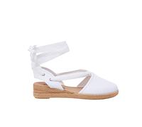 Pisamonas Alpargatas Cuña Y Cintas Piqué Talla 27 Color Blanco