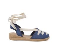 Pisamonas Alpargatas Lino Goyescas Cintas Crudo Y Cuña Talla 36 Color Azul Francia