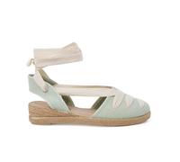 Pisamonas Alpargatas Lino Goyescas Cintas Crudo Y Cuña Talla 37 Color Menta