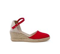 Pisamonas Alpargatas Mujer Cuña Alta Hebilla Talla 40 Color Rojo