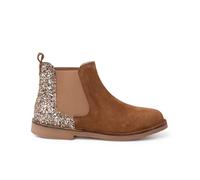 Pisamonas Botines Niña Serraje con Talonera Glitter Talla 37 Color Topo