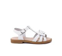 Pisamonas Sandalia Piel Niña Lazo Cierre Hebilla Talla 29 Color Blanco