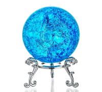 Pisapapeles de bola de cristal de 60 mm, bola de cristal con soporte, adorno de bola de cristal para Navidad, decoración del hogar (azul)
