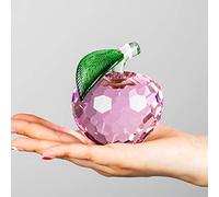 Pisapapeles de cristal facetado de manzana de cristal para regalos, manualidades, arte y colección, decoración de Navidad, rosa, 60 mm