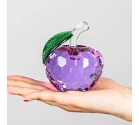Pisapapeles de cristal facetado de manzana de cristal para regalos, manualidades, arte y colección, decoración de Navidad, lila, 50 mm