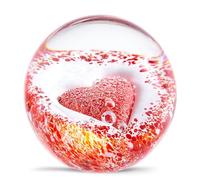 Pisapapeles de vidrio soplado a mano con forma de corazón rojo para regalo de cumpleaños, decoración del hogar, coleccionable, amantes de la decoración de oficina.
