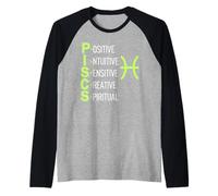 Pisces Zodiac Sign Star Astrology Birthday Horoscope Camiseta Manga Raglan