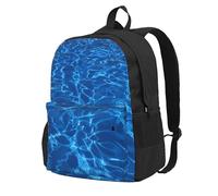 Piscina azul aguamarina impresa,Mochila con bolsillos, mochila informal para el día a día, resistente al agua, ideal para la escuela, viajes
