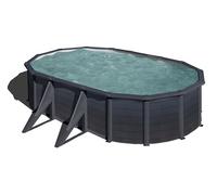 Piscina de Acero Elevada,Ovalada con Aspecto Acero Grafito. Piscinas Desmontables para Jardín. 500 x 300 x 132 cm - Piscina Gre KITPROV508GF Granada.