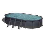 Piscina de Acero Elevada,Ovalada con Aspecto Acero Grafito. Piscinas Desmontables para Jardín. 730 x 375 x 132 cm - Piscina Gre KITPROV738GF Granada.